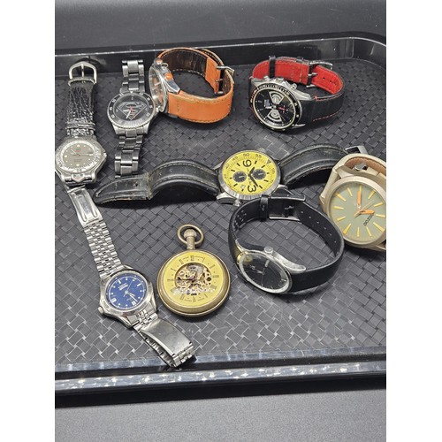 904 - A collection of watches - a fob watch marked (Jaeger Le Coultre), a gents wristwatch marked (Omega S...