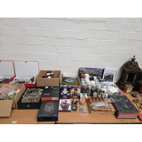505 - Collection of war gaming and historical gaming accessories, figures, paints, terrain, manuals togeth... 