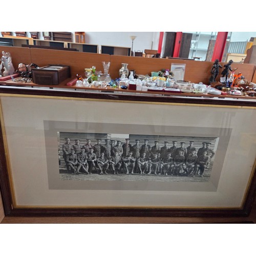 521 - A Royal Welsh Fusiliers framed Military swagger stick (frame opened for viewing), a hand painted 