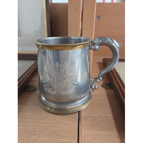 521 - A Royal Welsh Fusiliers framed Military swagger stick (frame opened for viewing), a hand painted 