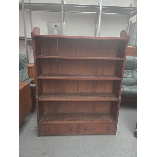 656 - A mahogany bookcase with two drawers