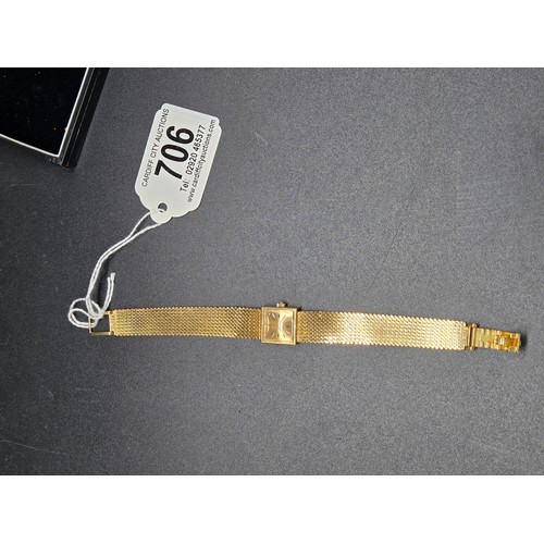 706 - A ladies 18 carat gold Omega watch with 18 carat gold strap c1950's - weight including movement 38.7... 