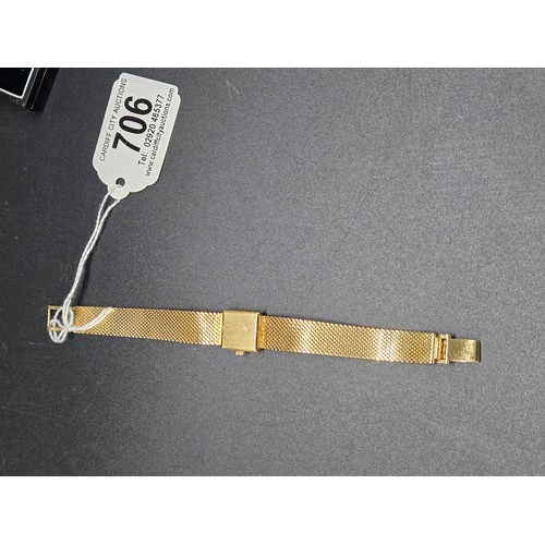 706 - A ladies 18 carat gold Omega watch with 18 carat gold strap c1950's - weight including movement 38.7... 