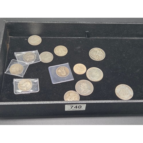 740 - Silver coins to include ten Kruger - 2 shillings - 2 1/2 shillings and 5 shillings coins - a Victori... 