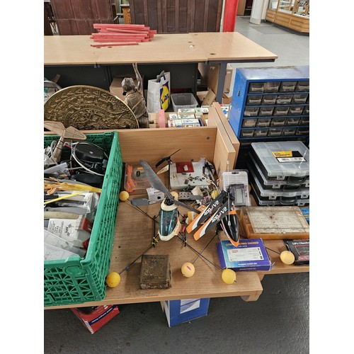 528 - A boxed Spacewalker model plane, petrol powered helicopter (untested) together with other remote con... 