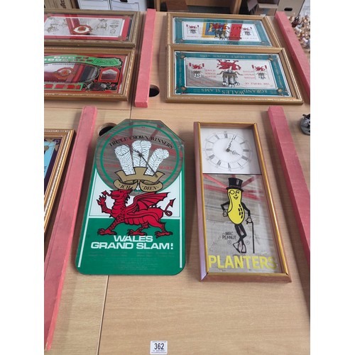 A 1970'S Welsh rugby triple crown winners 1975 - 1976 mirrored clock ...