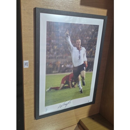 527 - A framed signed photograph - limited edition 119/500 - signed by footballer Wayne Rooney - with cert... 