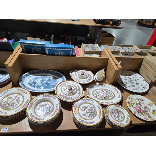 717 - A Bristol Alkalon china Mandarin pattern part dinner service, Washington pottery Indian Tree part di... 