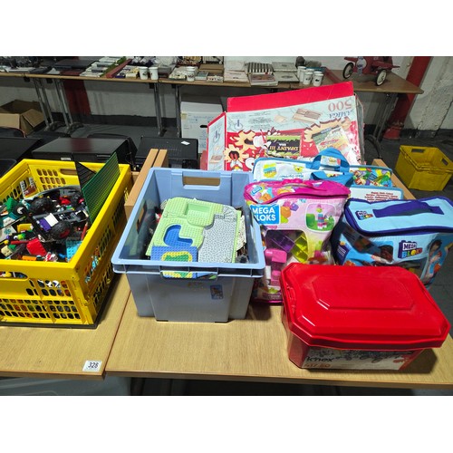 328 - A selection of mostly loose Lego and Mega blocks