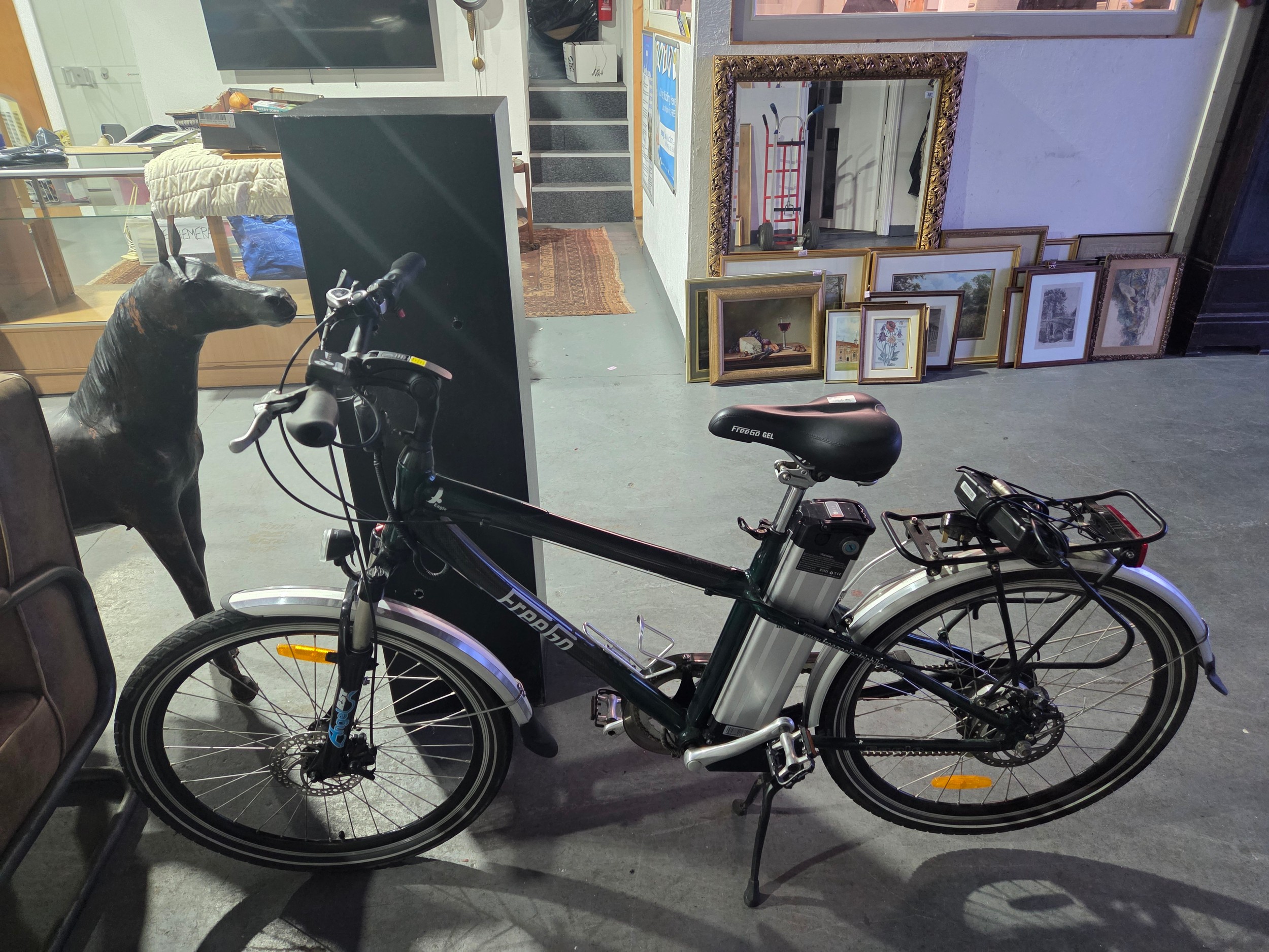 A FreeGo Hawk electric half suspension bicycle 18 inch frame