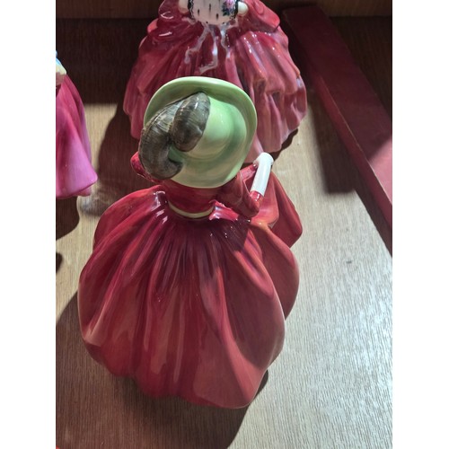 517 - Eight large Royal Doulton figurines - The Old Balloon Seller, The Balloon Seller, Biddy Pennyfarthin... 