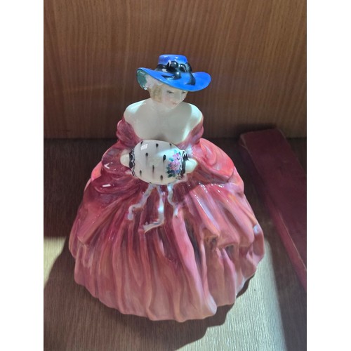 517 - Eight large Royal Doulton figurines - The Old Balloon Seller, The Balloon Seller, Biddy Pennyfarthin... 