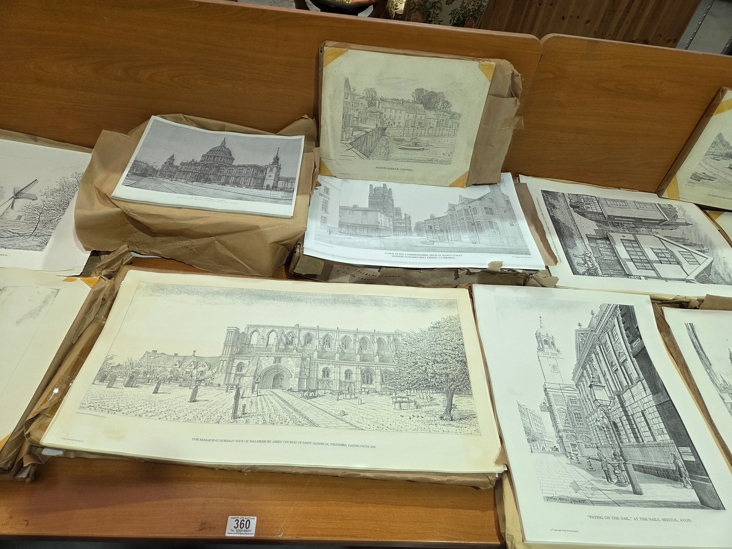A selection of colour and black and white prints by John Rees Jowett