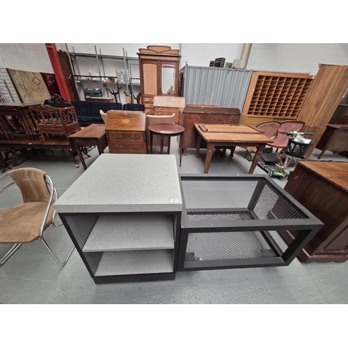 523 - A Luxor utility cart with Harley Davidson emblem on side with a metal two tier cart on castors