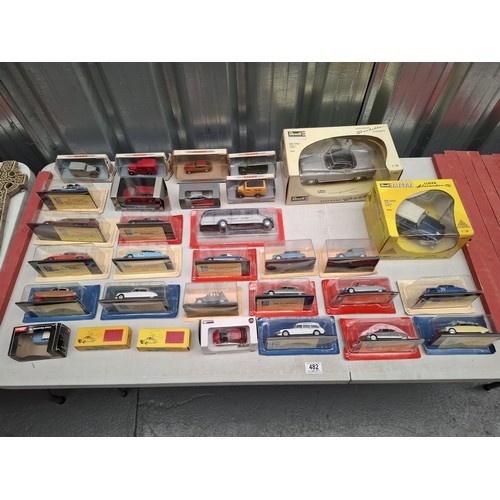 482 - Twenty eight boxed Revell, Dinky, DS collection and other diecast model cars