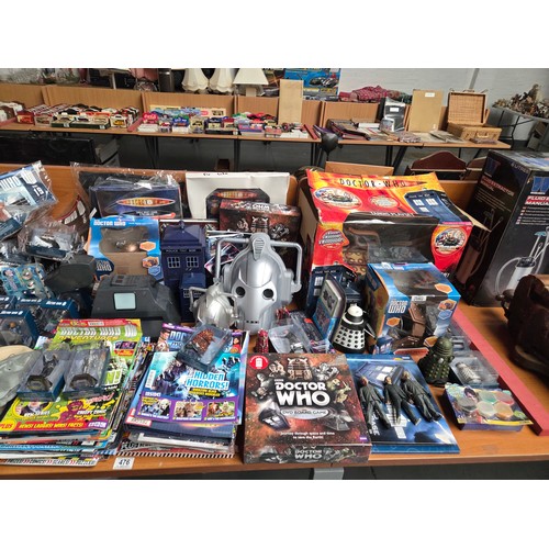 476 - A large collection of Dr Who figures, magazines, games, etc.