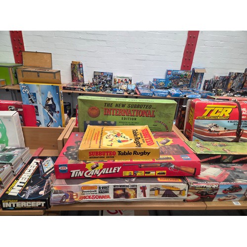 722 - A boxed Matchbox race and chase set, two Scalextric racing sets, Subbuteo International Edition tabl... 