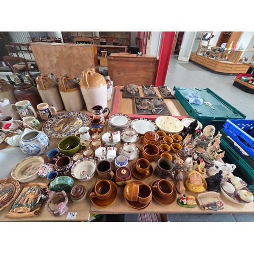 734 - Decorative china to include Japanese plates, Hoganas cups and saucers, figurines etc.
