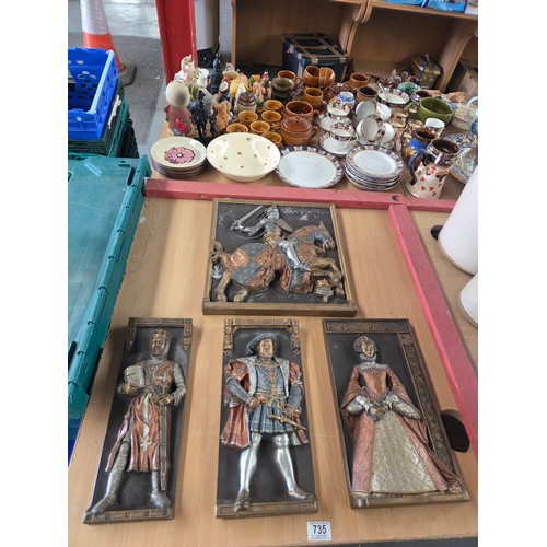 735 - Four Marcus Designs wall plaques depicting medieval figures
