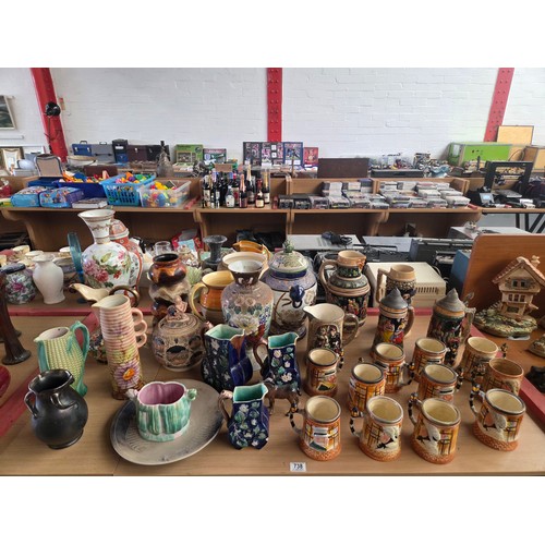738 - Quantity of vases to include Shelley, H. Bequet, Beswick horse, S.P. Gerz Stein West Germany carouse... 