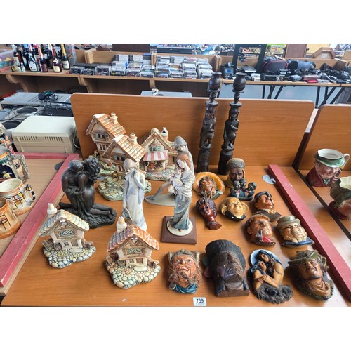 739 - Five Pendelfin castle tavern figures, wall plaques, Nao figures etc.