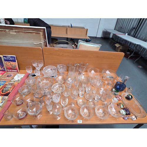 751 - Variety of cut glass to include crystal, paperweights etc.