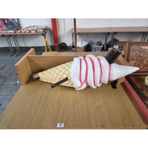 757 - A fibreglass Ice-cream shop display - wall mounted with bracket - 95cm tall