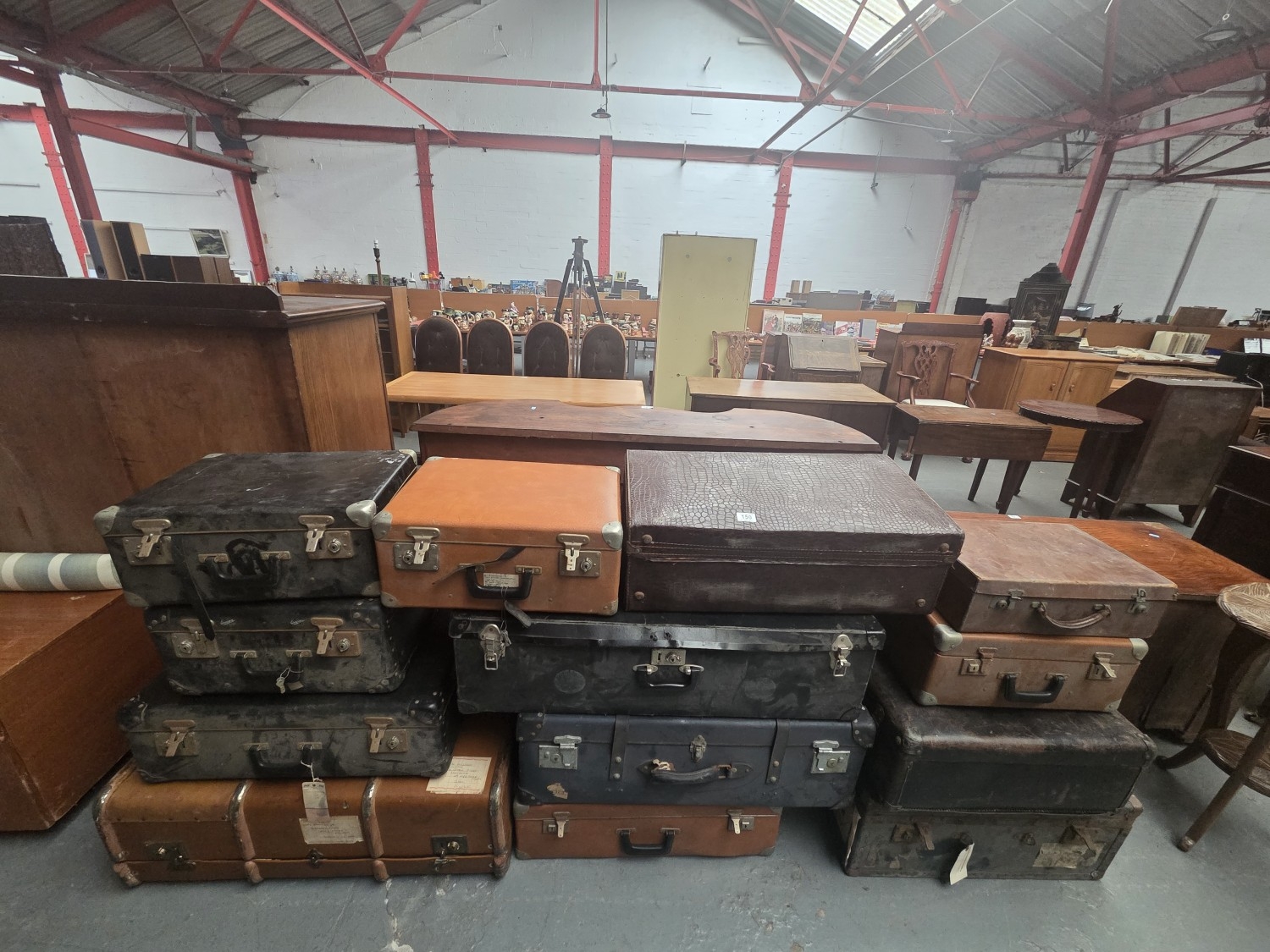 13 various travel trunks