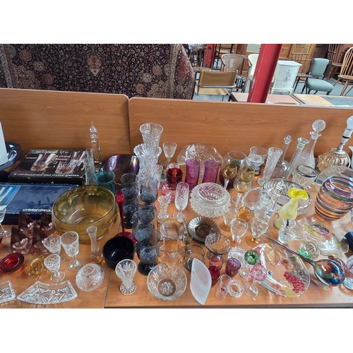 641 - A large collection of Art glass and crystal to include paperweights, Dartington, Cumbria crystal, Ga... 