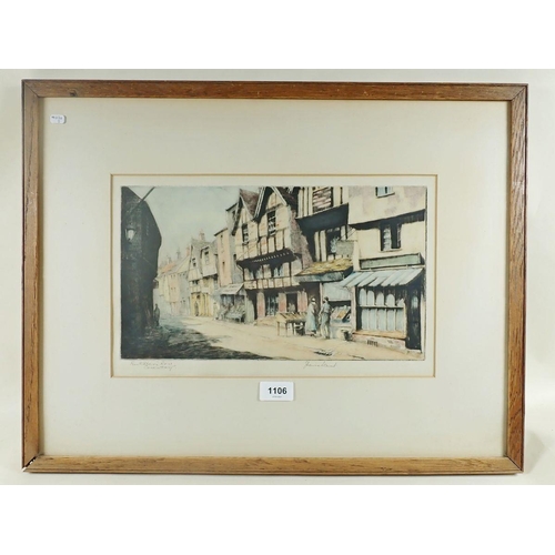 1106 - J Lewis Stant - 'Butchers Row, Coventry' - signed print, 23 x 37cm