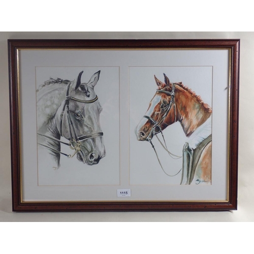 1115 - Mary Whiston - watercolour, two horses framed and glazed as one, each measuring 33 x 23cm