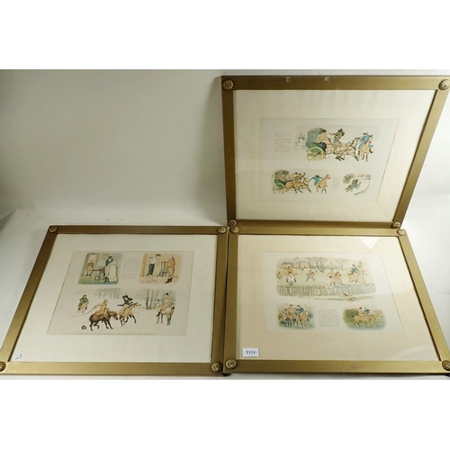 1118 - Three prints showing scenes from the Georgian period including attempted highway robbery, in gilt fr... 