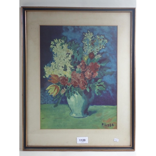 1120 - A Ganymead Press vintage Picasso print of flowers, 35 x 26cm