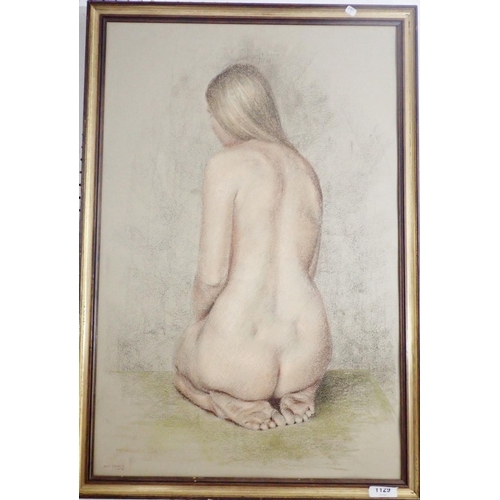 1129 - Alan Cownie - 'Nude 2' pastel, signed, exhibited at the Pastel society exhibition at the Mall galler... 