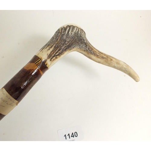 1140 - A hawthorn horn handled walking stick