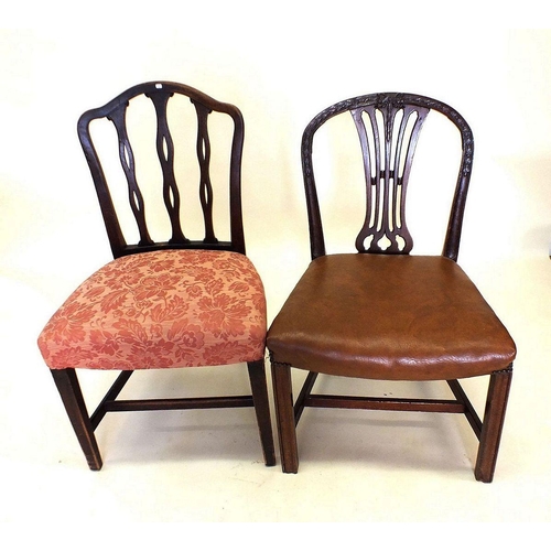 1155 - Two George III mahogany dining chairs with pierced slat backs