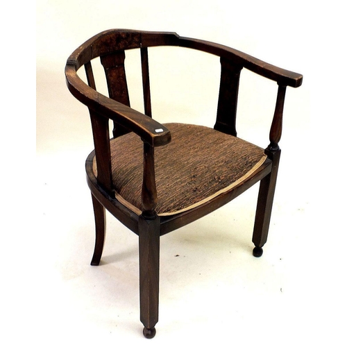 1156 - A bow back stained wood corner chair