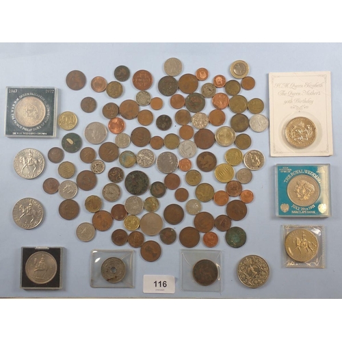 116 - A quantity of coinage, examples including: British pre-decimal and decimal, farthings to ten pences,... 