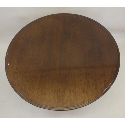 1172 - A Victorian mahogany tilt top circular occasional table on turned column and triple curved supports,... 