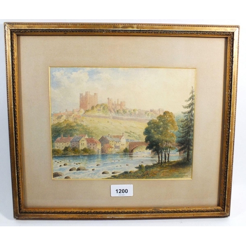 1200 - A watercolour of Richmond Castle, Yorkshire -19 x 24cm