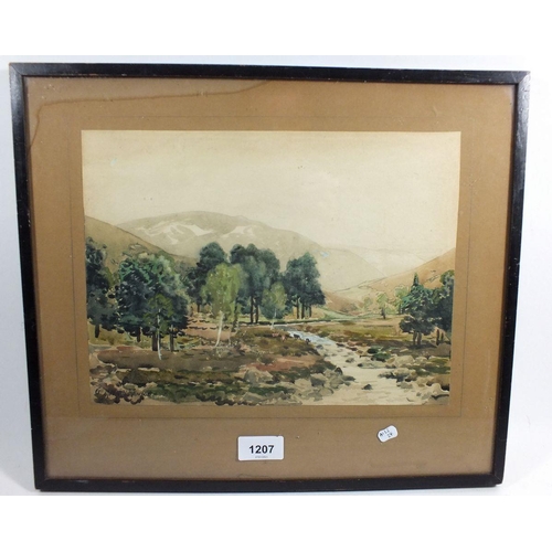 1207 - George Melvin Rennie - watercolour of the Cairngorms - 24 x 30cm