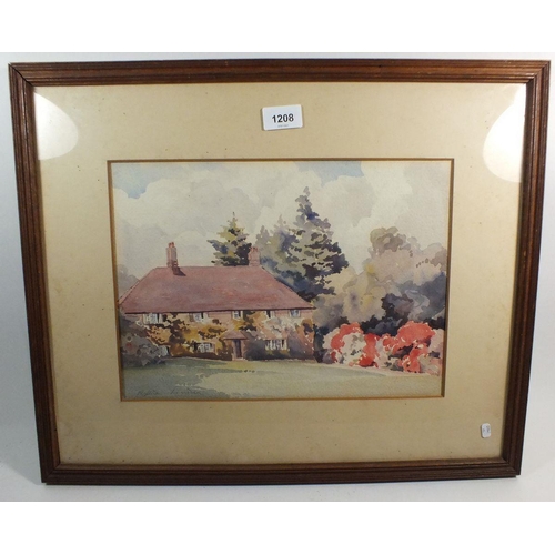 1208 - Phyllida Lumsden - 'Country house and Garden', watercolour - signed (the artist was a well known ill... 