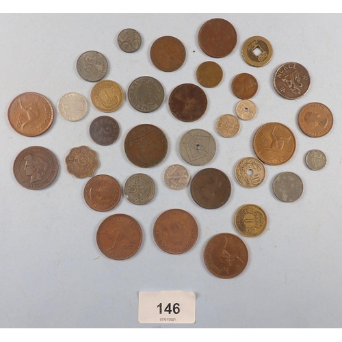 146 - A quantity of world coins, 19th & 20th century including Australia, Belgium, Ceylon, France, Hong Ko... 