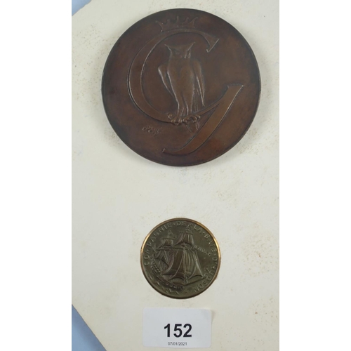 152 - Four items including: Presentation card with medal, Hudsons Bay Co 1970, 300th anniversary 1670, bro... 