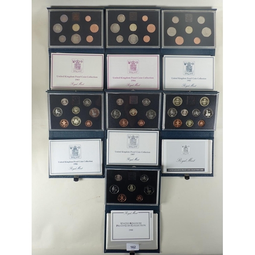 162 - Royal mint issue: UK proof coin collections. Years: 1983, 84 Scottish, 85 Welsh, 86 Commonwealth, 87... 