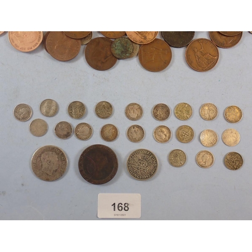 168 - A quantity of British pre-decimal & some decimal coinage including: farthings, halfpennies to halfcr... 