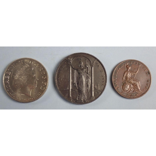 171 - Miscellaneous coinage/medallion lot including: Victoria penny 1858, five pounds 2005  crown size com... 