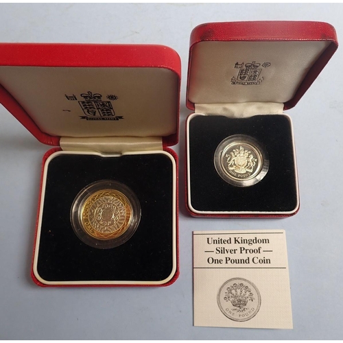 181 - Royal mint issue including silver proof £1 coin 1983 ensigns armorial & £2 Bimetallic issue 1997 Pie... 