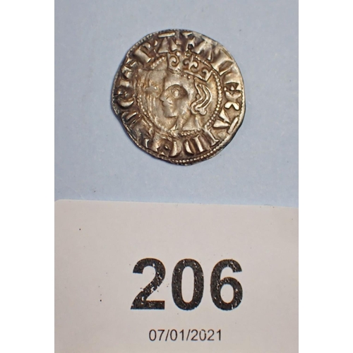 206 - Scotland, silver penny, Alexander III, second coinage c1280-86, lettering with serifs and long cross... 