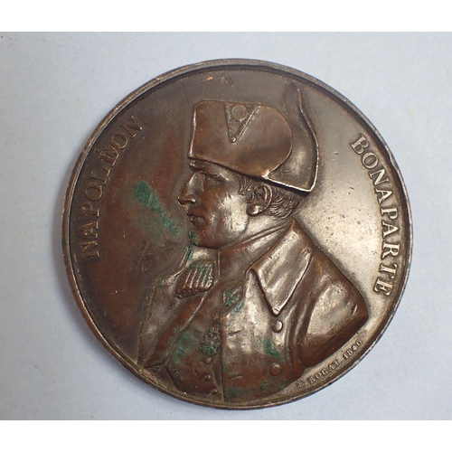 217 - A Napoleon commemorative copper bronze medallion by E Rogat 1840